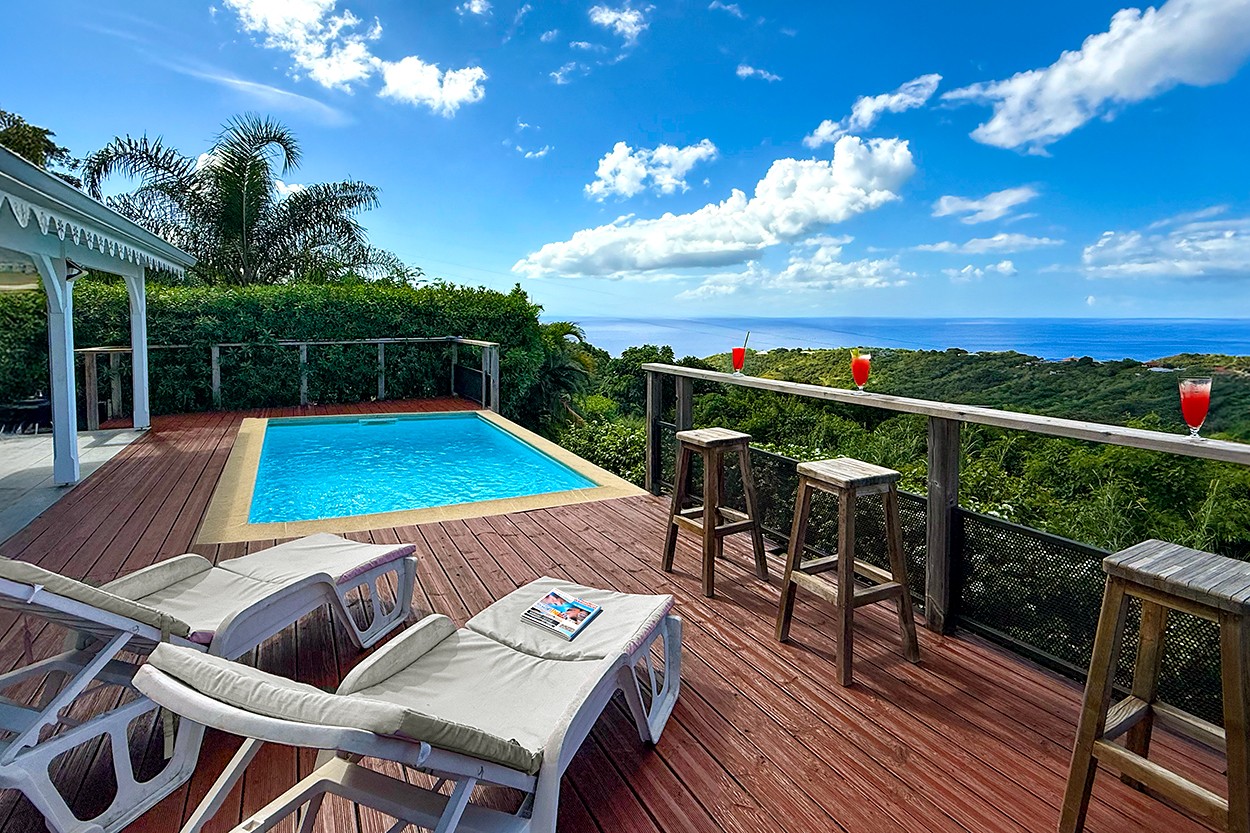villa TI SUNSET + Bungalow location villa Martinique vue mer et montagne piscine Le Carbet