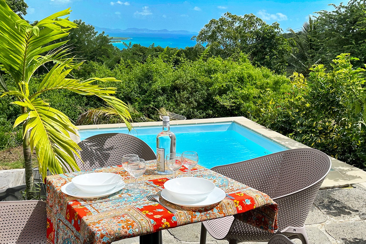 TI PAPA location bungalow le Diamant Martinique Piscine vue mer