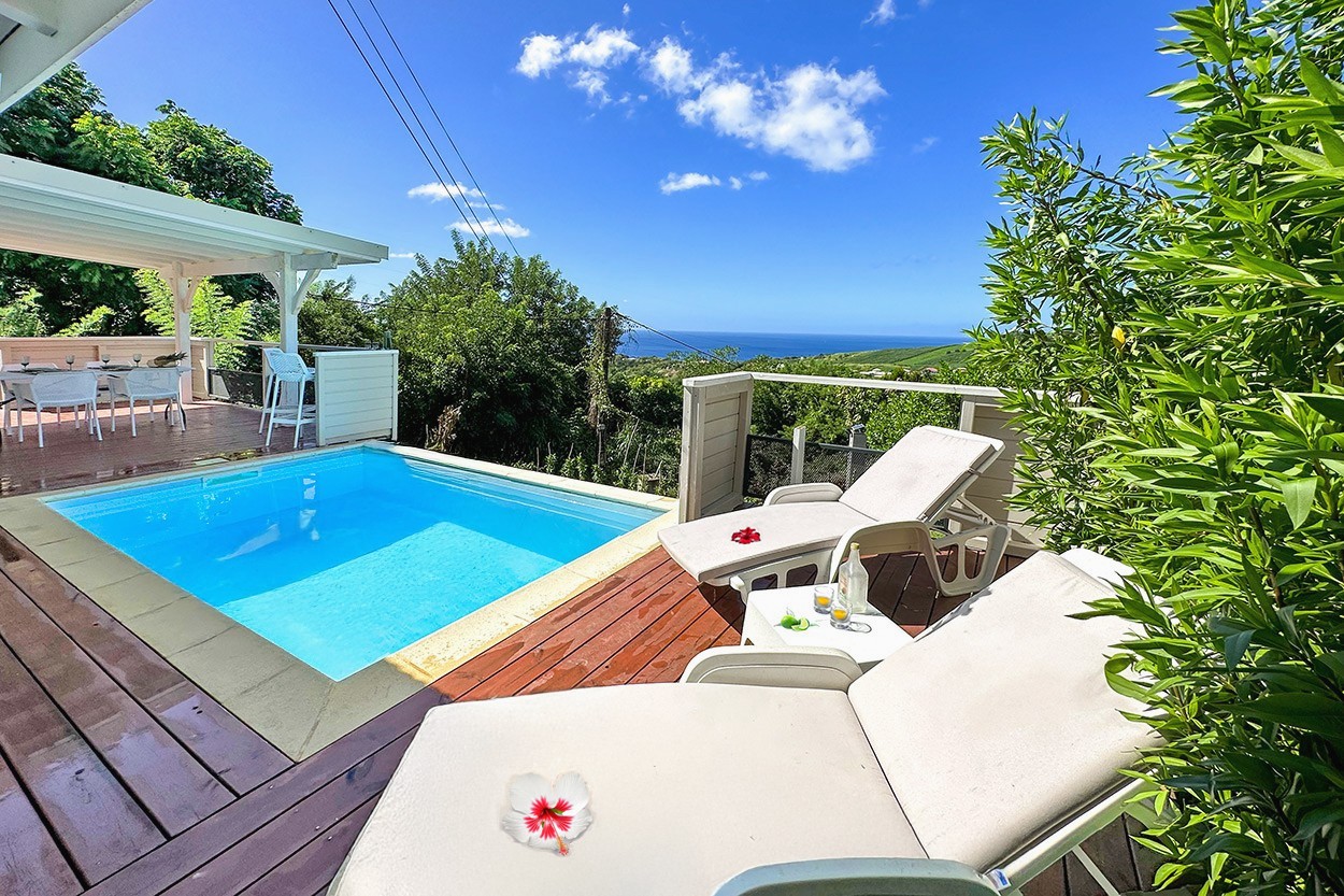 TI SUNSET 2 vue mer et montagne piscine location Martinique Le Carbet